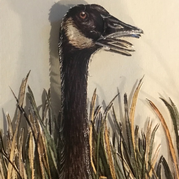 3D Mixed Media Vintage 1984 "Nesting Geese" by Lynn Bean Hand Cut Print Art - Picture 3 of 15